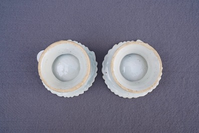 A pair of Chinese famille rose 'Tobacco leaf' salts, Qianlong